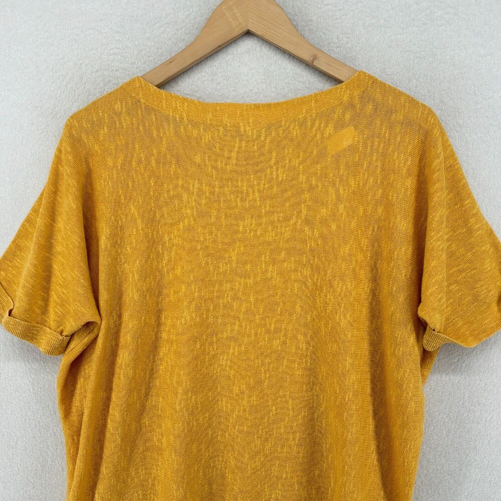 EILEEN FISHER Sweater PP Petite Linen Cotton Top Slub Dolman Sleeve Yellow - Picture 4 of 12